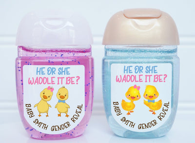 Waddle It Be Baby Duck Gender Reveal Hand Sanitizer Baby Shower Favors - WAD100 - LABELS ONLY :) - Thatsawrapfavors