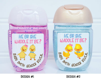 Waddle It Be Baby Duck Gender Reveal Hand Sanitizer Baby Shower Favors - WAD100 - LABELS ONLY :) - Thatsawrapfavors