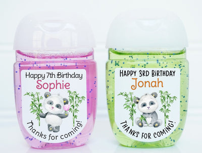 Panda Theme Birthday Hand Sanitizer Labels - PAN101 - LABELS ONLY :) - Thatsawrapfavors
