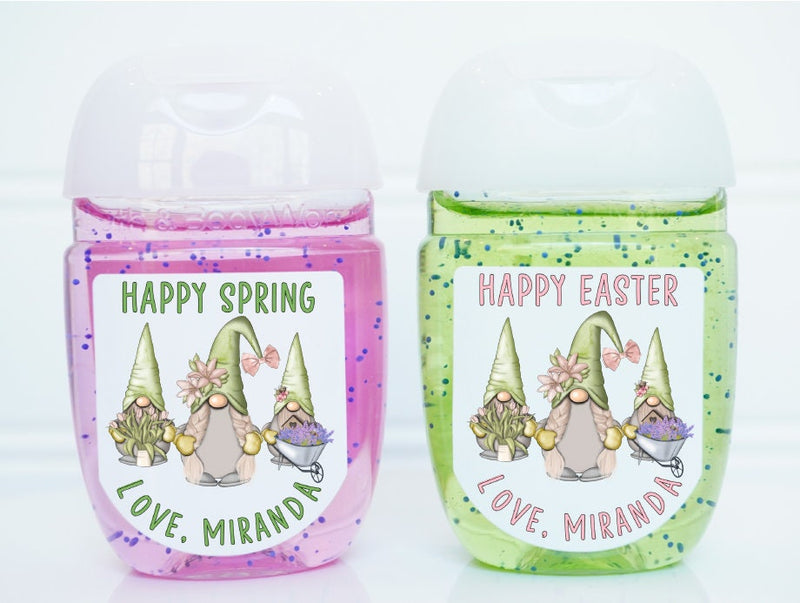 Spring Easter Gnomes Party Favor Hand Sanitizer Labels - EAS100 - LABELS ONLY - Thatsawrapfavors