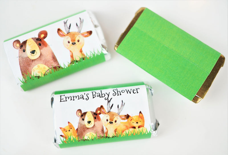 Woodland Animal Theme Baby Shower Hershey Miniatures Labels  - WAN340 - LABELS ONLY :) - Thatsawrapfavors