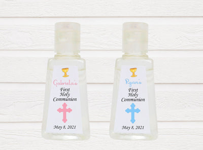 Cross First Communion Hand Sanitizer Labels - FCC120 - LABELS ONLY :) - Thatsawrapfavors