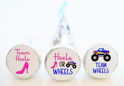 Heels or Wheels Gender Reveal Hershey Kiss Stickers - HOW002 - STICKERS ONLY :) - Thatsawrapfavors