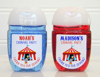 Carnival Circus Theme Hand Sanitizer Birthday Party Favors - LABELS ONLY :) CAR100 - Thatsawrapfavors