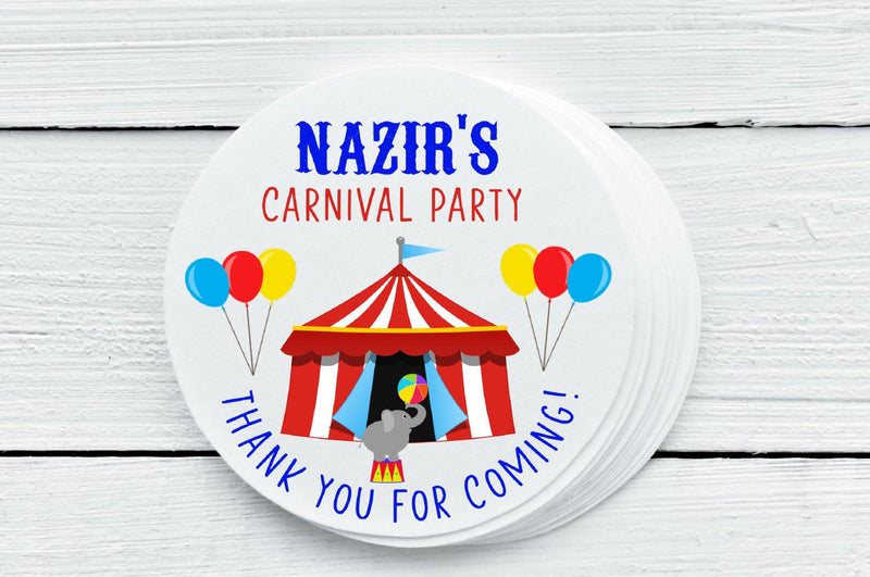 Carnival Circus Theme Favor Labels - Gift Tags - Several Sizes Available - CAR025 - Thatsawrapfavors
