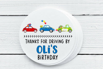 Drive By Theme Birthday Favor Labels - Gift Tags - Several Sizes Available - DRI026 - Thatsawrapfavors