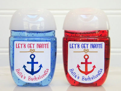 Nautical Theme Bachelorette or Bridal Shower Hand Sanitizer Labels - Let's Get Nauti - NAU101 - LABELS ONLY :) - Thatsawrapfavors