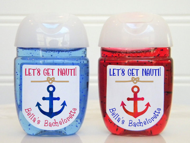 Nautical Theme Bachelorette or Bridal Shower Hand Sanitizer Labels - Let&