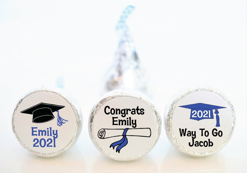 Graduation Party Favor Hershey Kiss Stickers - GRD011- STICKERS ONLY :) - Thatsawrapfavors