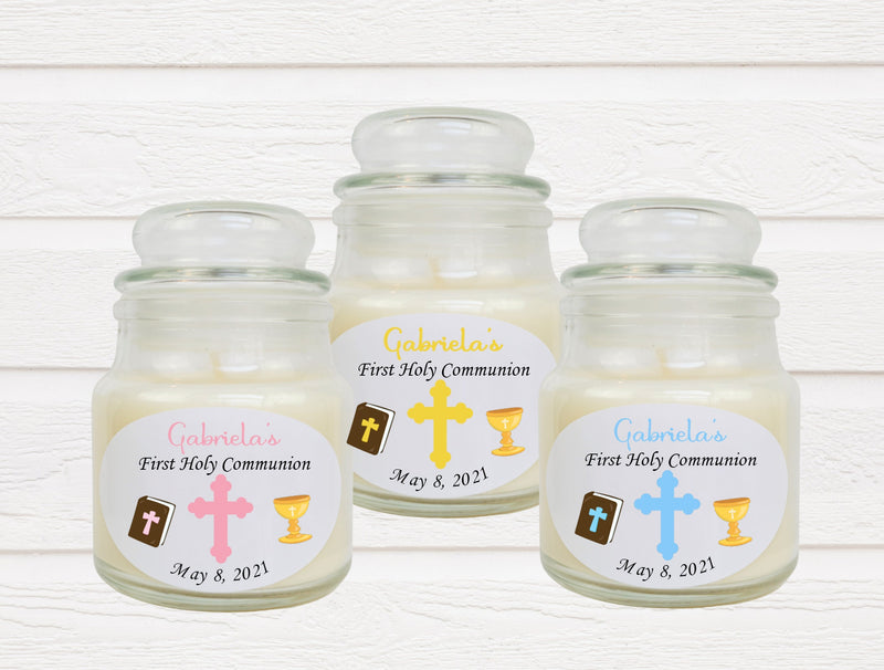 First Communion Oval Candle Labels - FCC450 - STICKERS ONLY :) - Thatsawrapfavors