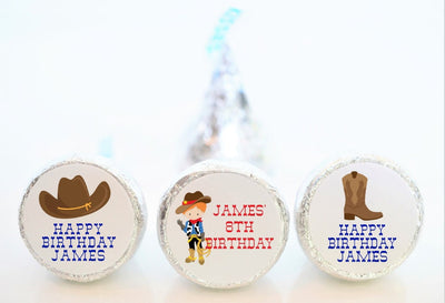 Cowboy Theme Birthday Party Hershey Kiss Stickers - WES001 - STICKERS ONLY :) - Thatsawrapfavors