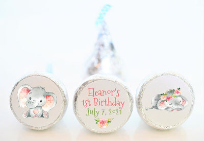 Baby Elephant Birthday Hershey Kiss Stickers - ELE003 - LABELS ONLY :) - Thatsawrapfavors