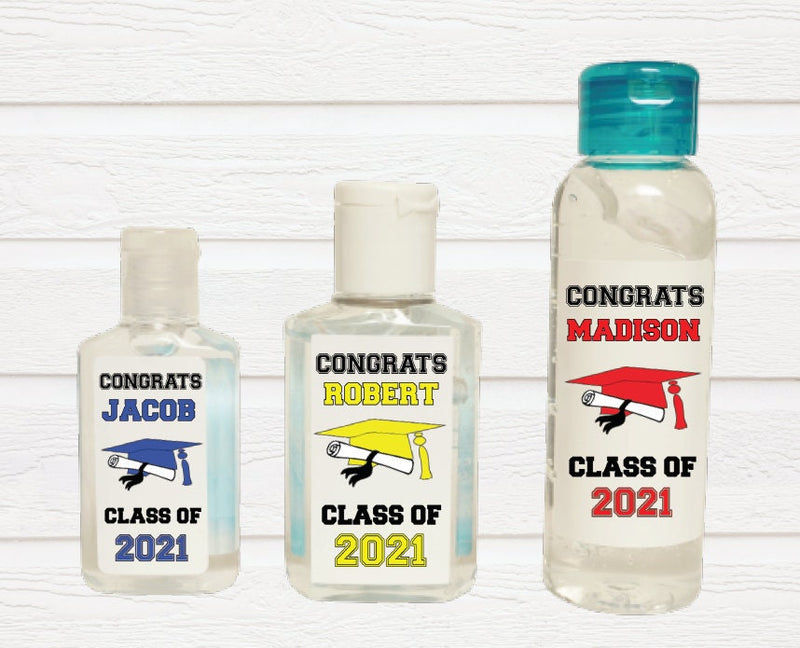 Graduation Party Hand Sanitizer Labels - Several Sizes to Choose From - GRD140 - LABELS ONLY :) - Thatsawrapfavors