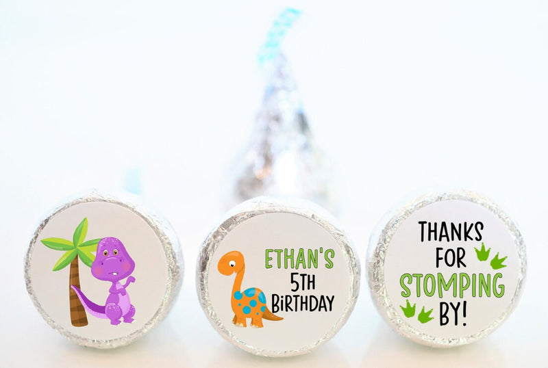 Dinosaur Theme Birthday Hershey Kiss Stickers -DIN001 - STICKERS ONLY :) - Thatsawrapfavors