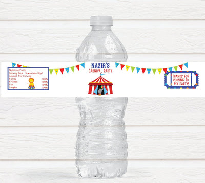 Carnival Circus Theme Birthday Party Water Bottle Labels - LABELS ONLY :)  CAR220 - Thatsawrapfavors
