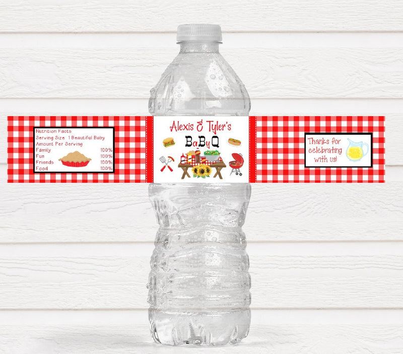 Baby Q Baby Shower Water Bottle Labels - LABELS ONLY :)  BBQ220 - Thatsawrapfavors