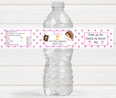 First Communion Water Bottle Labels - FCC221 - LABELS ONLY :) - Thatsawrapfavors