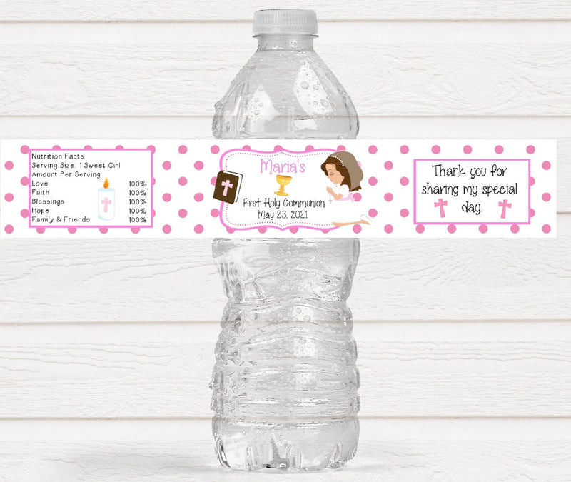 First Communion Water Bottle Labels - FCC221 - LABELS ONLY :) - Thatsawrapfavors