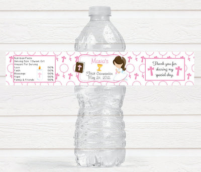 First Communion Water Bottle Labels - FCC220 - LABELS ONLY :) - Thatsawrapfavors