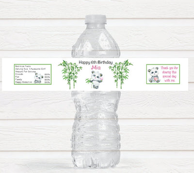Panda Party Water Bottle Labels - PAN220 - LABELS ONLY :) - Thatsawrapfavors