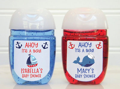 Nautical Theme Baby Shower Hand Sanitizer Labels - Ahoy it's a Boy - NAB101 - LABELS ONLY :) - Thatsawrapfavors