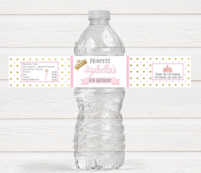 Princess Birthday Party Water Bottle Labels - PNC220 - LABELS ONLY :) - Thatsawrapfavors