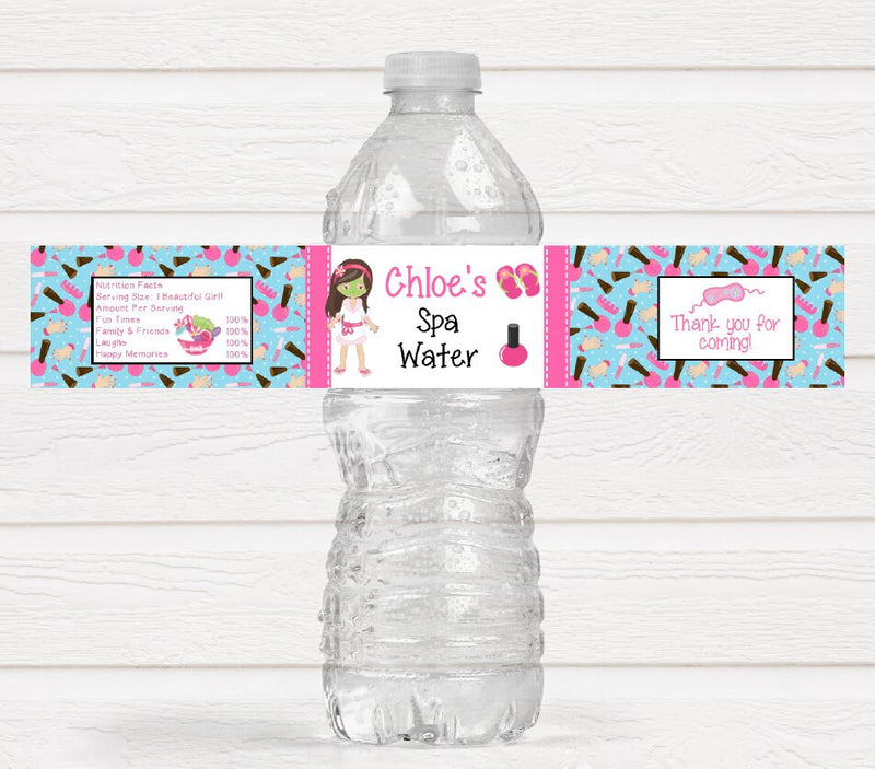 Spa Party Water Bottle Labels - SPA220 - LABELS ONLY :) - Thatsawrapfavors