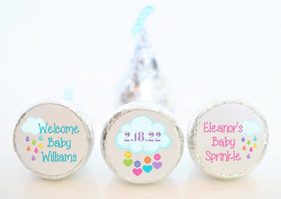 Baby Sprinkle Rainbow Hershey Kiss Stickers - RBW007 - STICKERS ONLY :) - Thatsawrapfavors