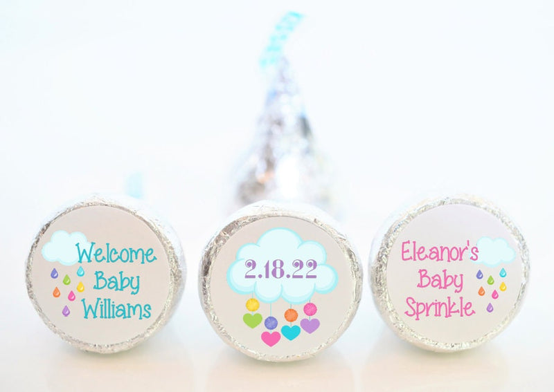 Baby Sprinkle Rainbow Hershey Kiss Stickers - RBW007 - STICKERS ONLY :) - Thatsawrapfavors