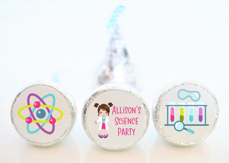Mad Scientist Birthday Hershey Kiss Stickers - SCI001 - STICKERS ONLY :) - Thatsawrapfavors