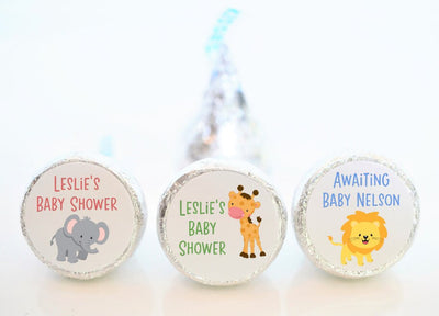 Baby Animal Zoo Baby Shower Hershey Kiss Stickers - ZOO001 - STICKERS ONLY :) - Thatsawrapfavors