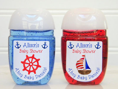 Nautical Theme Baby Shower Hand Sanitizer Labels - NAB102 - LABELS ONLY :) - Thatsawrapfavors