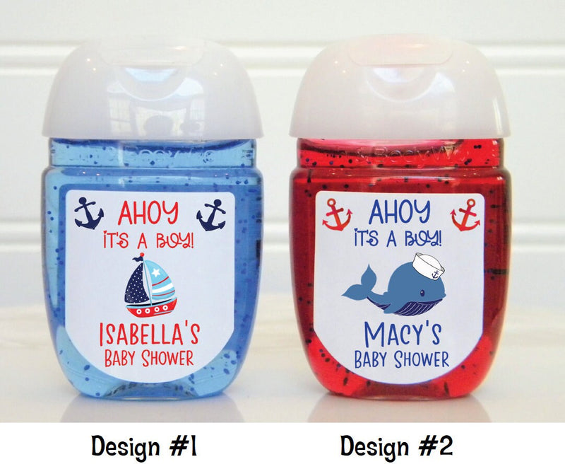 Nautical Theme Baby Shower Hand Sanitizer Labels - Ahoy it&