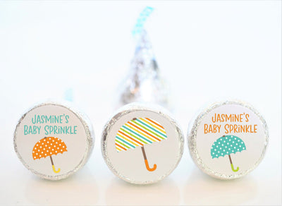 Umbrella Baby Shower Sprinkle Hershey Kiss Stickers - UMB001 - LABELS ONLY :) - Thatsawrapfavors