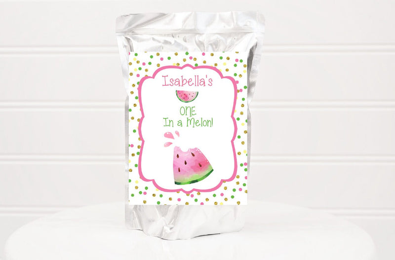 Watermelon Theme Birthday Juice Pouch Labels - WTR260 - LABELS ONLY :) - Thatsawrapfavors
