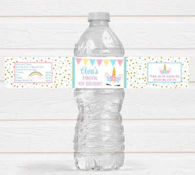 Unicorn Birthday Party Water Bottle Labels - UNI224 - LABELS ONLY :) - Thatsawrapfavors