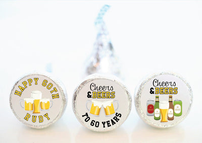 Cheers and Beers Theme Birthday Hershey Kiss Stickers - CNB001 - STICKERS ONLY :) - Thatsawrapfavors