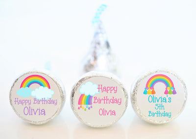 Rainbow Birthday Party Hershey Kiss Stickers - RBW001  - STICKERS ONLY :) - Thatsawrapfavors