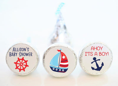 Nautical Baby Shower Hershey Kiss Stickers - NAB001 - LABELS ONLY :) - Thatsawrapfavors