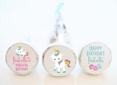 Unicorn Theme Birthday Hershey Kiss Stickers - UNI003 - LABELS ONLY :) - Thatsawrapfavors