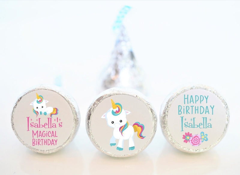 Unicorn Theme Birthday Hershey Kiss Stickers - UNI003 - LABELS ONLY :) - Thatsawrapfavors