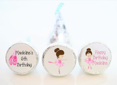 Ballet Theme Birthday Hershey Kiss Stickers - BAE001 - STICKERS  ONLY :) - Thatsawrapfavors