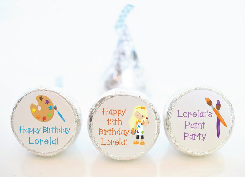 Painting Art Birthday Party Hershey Kiss Stickers - PAI001 - STICKERS ONLY :) - Thatsawrapfavors