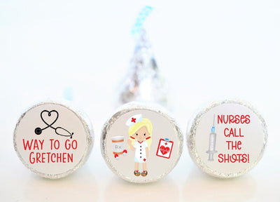 Nurse or Doctor Theme Graduation Party Hershey Kiss Stickers - MED001 - STICKERS ONLY :) - Thatsawrapfavors