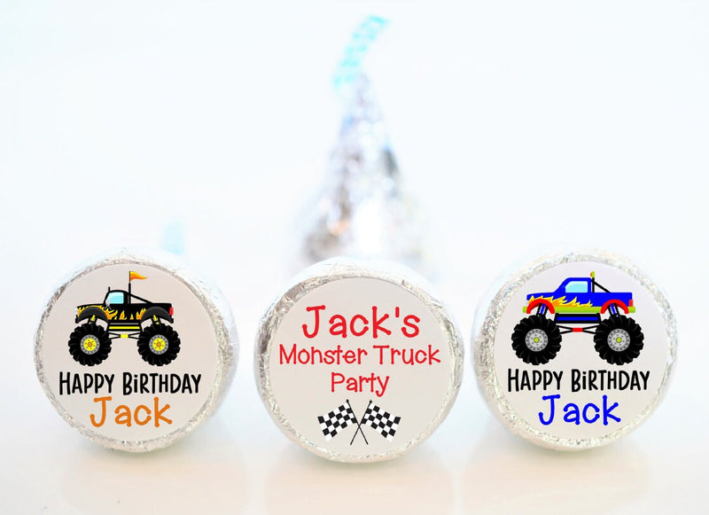 Monster Truck Hershey Kiss Stickers - MTR001 - LABELS ONLY :) - Thatsawrapfavors