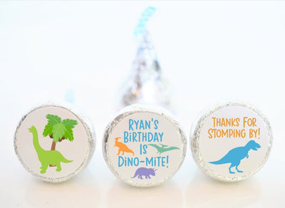 Dinosaur Theme Hershey Kiss Birthday Stickers - DIN002 - STICKERS ONLY :) - Thatsawrapfavors