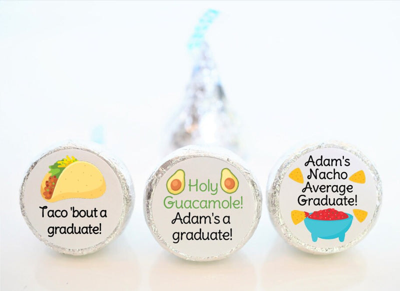 Graduation Taco Theme Hershey Kiss Stickers - GRD008 - STICKERS ONLY :) - Thatsawrapfavors