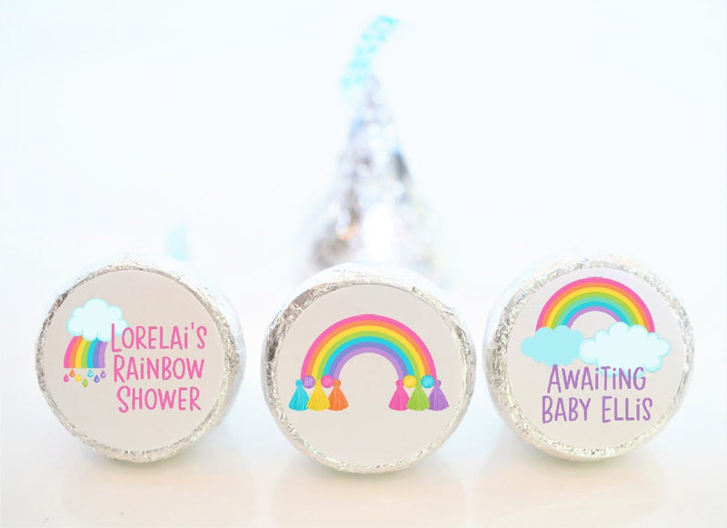 Rainbow Baby Shower Hershey Kiss Stickers - RBW004 - STICKERS ONLY :) - Thatsawrapfavors