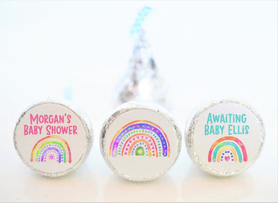 Rainbow Boho Baby Shower Hershey Kiss Stickers - RBW003 - STICKERS ONLY :) - Thatsawrapfavors