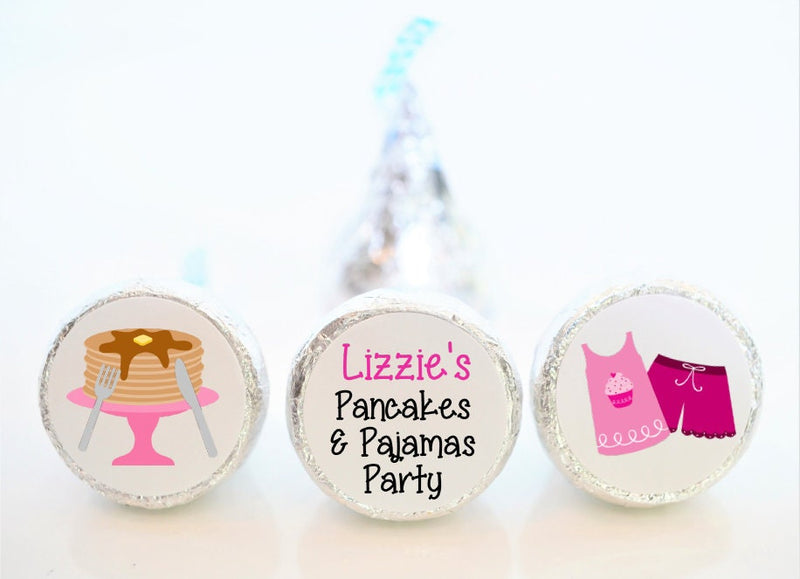 Pancakes and Pajamas Birthday Party Hershey Kiss Stickers - PNP001 - STICKERS ONLY :) - Thatsawrapfavors